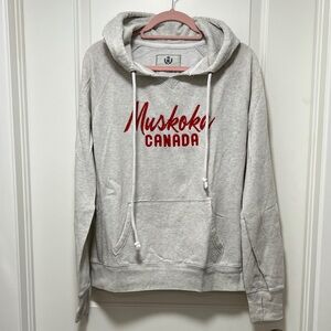 Muskoka Canada Oatmeal Pullover Hoodie with Red Script